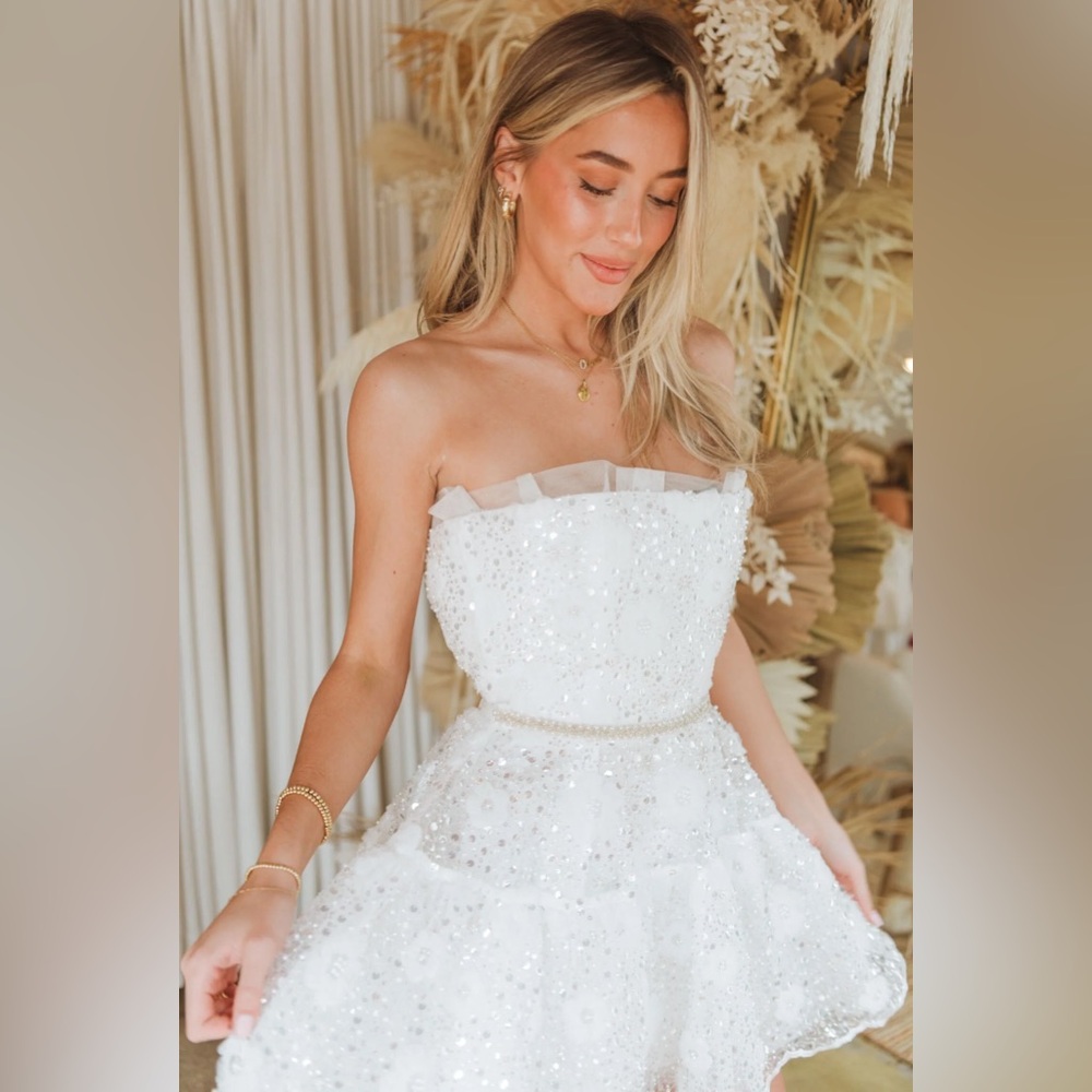 BNWT Show Me Your Mumu White Embellished Mini Dress